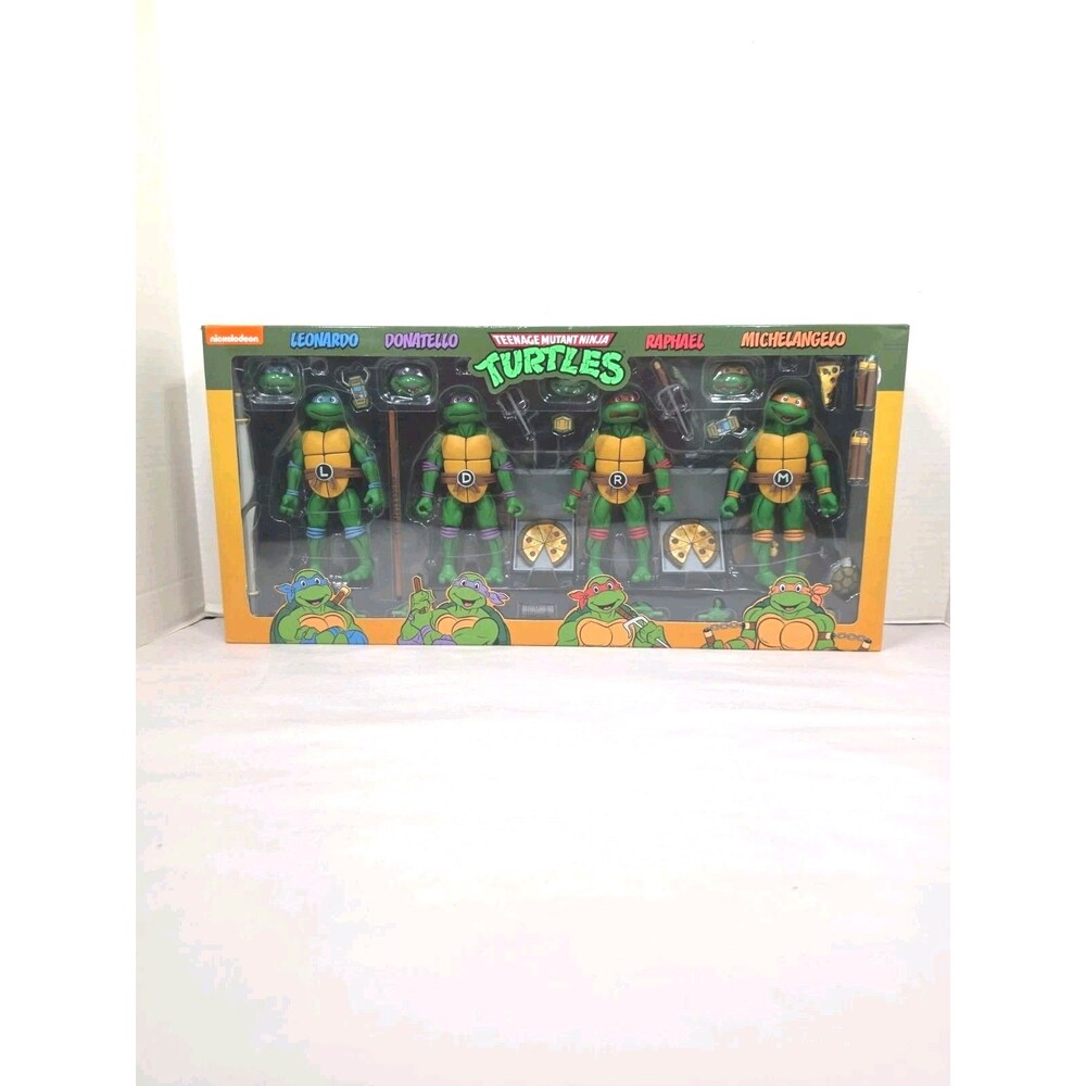2021 TMNT 7'' Animated Series Turtle 4-Pack Cartoon NECA New